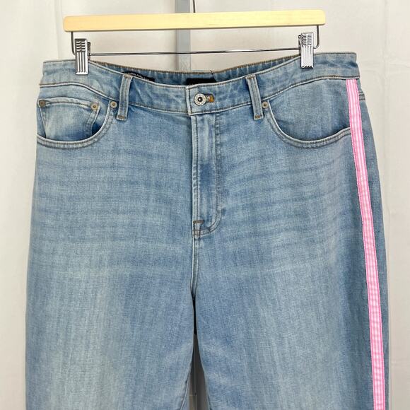 TALBOTS Side Stripe Modern Ankle Jeans Zip Fly Cotton Blend Denim Blue Pink 16 - Picture 4 of 11